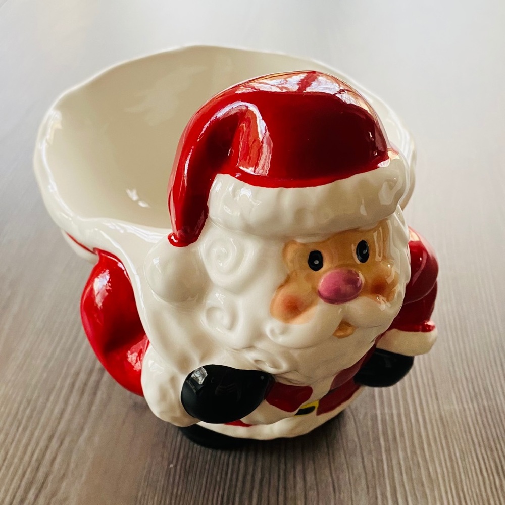 Rare Santa’s Sack Ceramic Candy Bowl New Christmas Kitchen Holiday Home Red